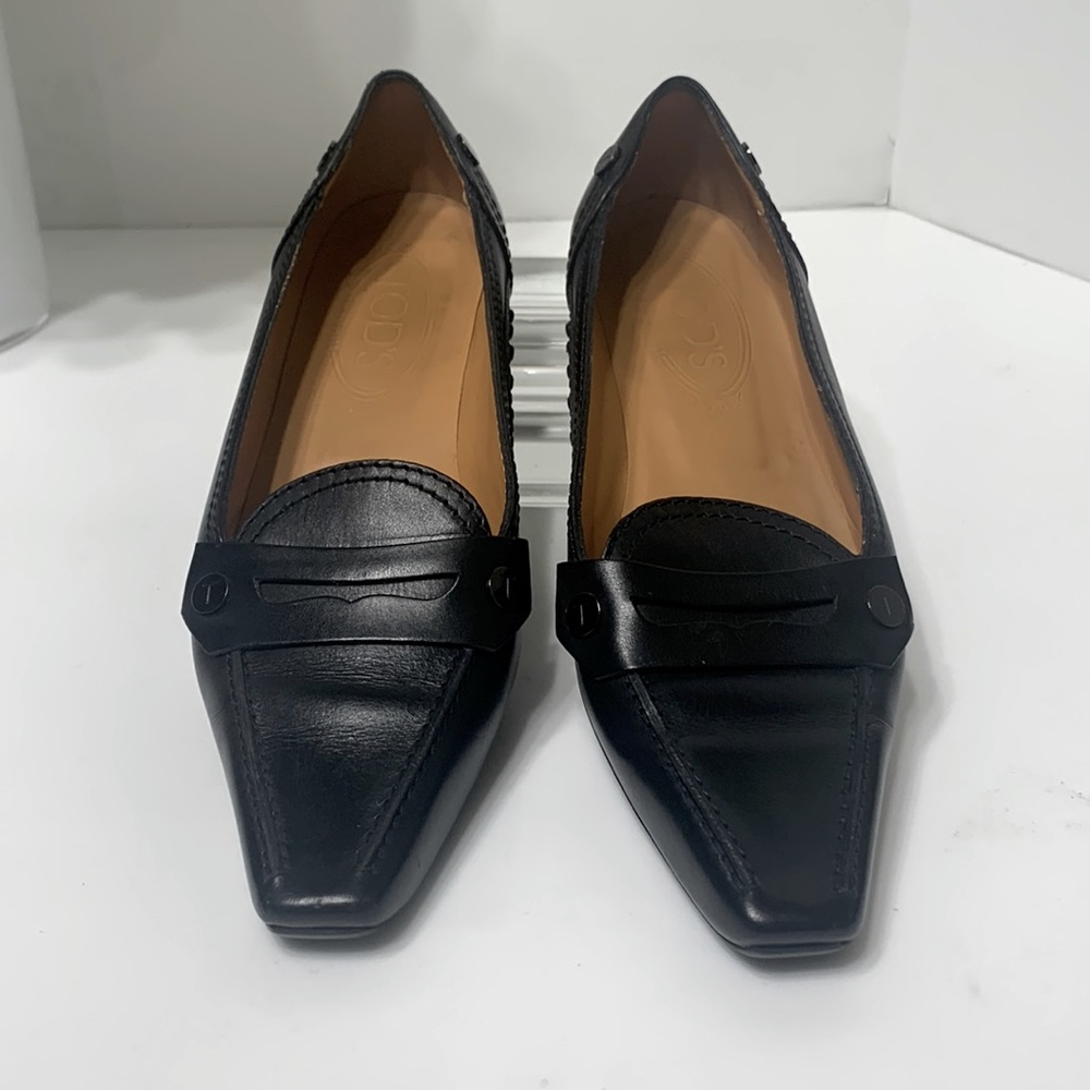 Tod's Leather Flats Driving Loafers black 5.5
